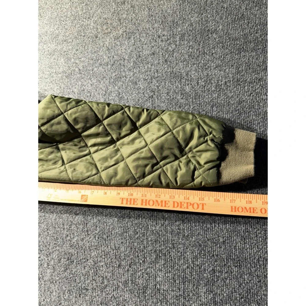 Refinery Republic Mens Denim Jacket Quilted Hooded Sleeves Blue Olive Green M